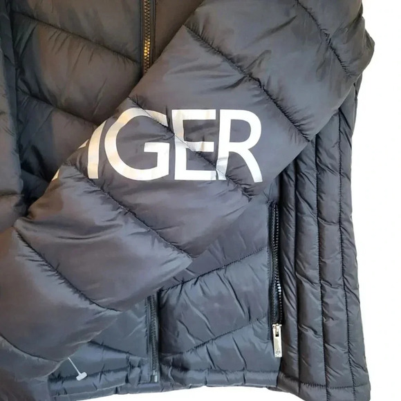 Tommy Hilfiger Womens Hooded Chevron Packable Jacket Logo Size Large L B… - Picture 10 of 14